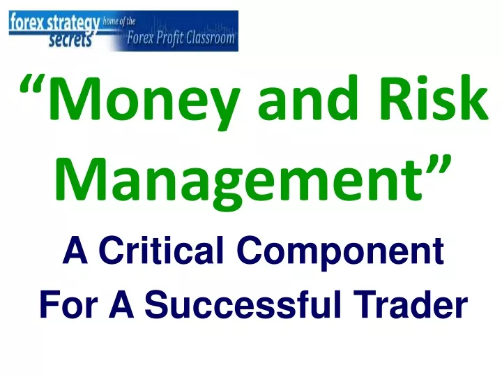 money and risk management a critical component