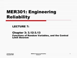 MER301: Engineering Reliability