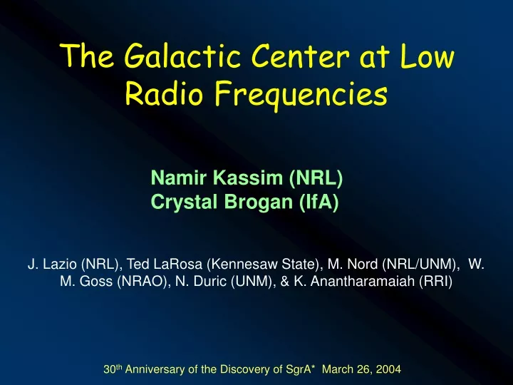 the galactic center at low radio frequencies