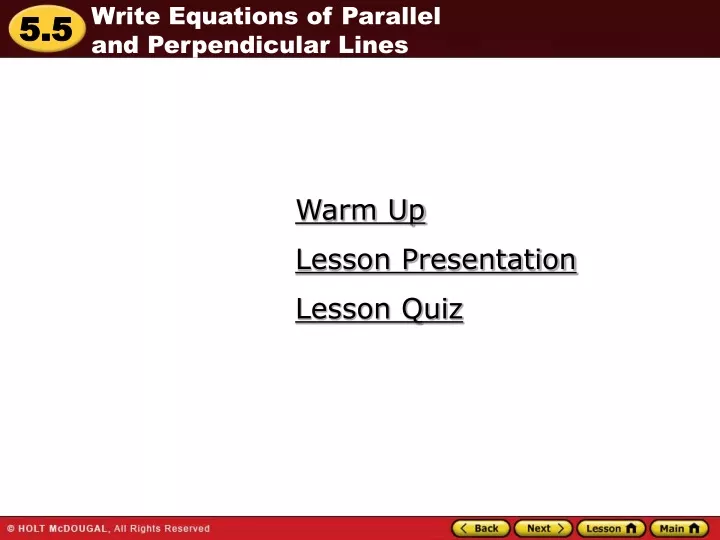 write equations of parallel and perpendicular