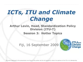 ICTs, ITU and Climate Change