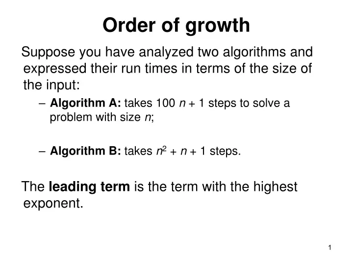 order of growth