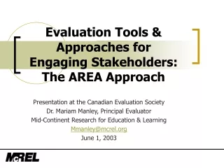 Evaluation Tools &amp; Approaches for Engaging Stakeholders:  The AREA Approach