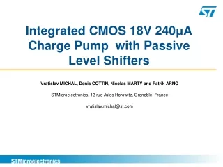 Integrated CMOS 18V 240 μ A Charge Pump  with Passive Level Shifters
