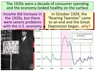 The 1920s were a decade of consumer spending and the economy looked healthy on the surface