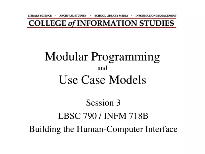 modular programming and use case models