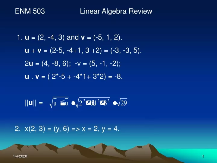 enm 503 linear algebra review