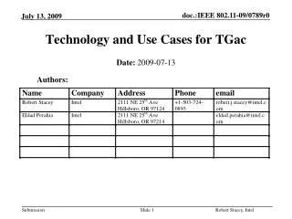 Technology and Use Cases for TGac