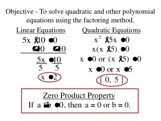 Objective - To solve quadratic and other polynomial equations using the factoring method.