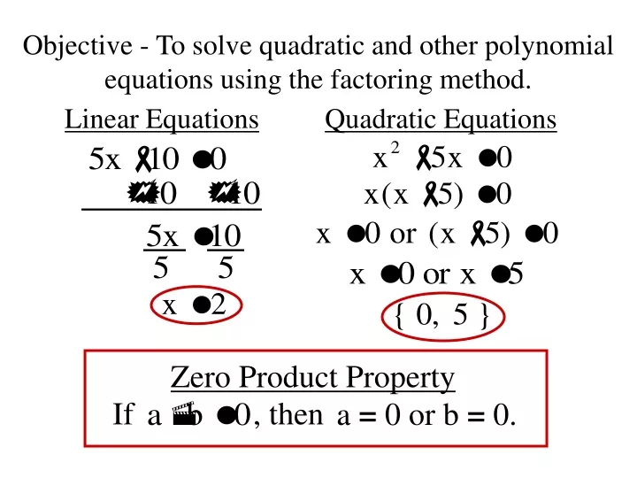 objective to solve quadratic and other polynomial equations using the factoring method