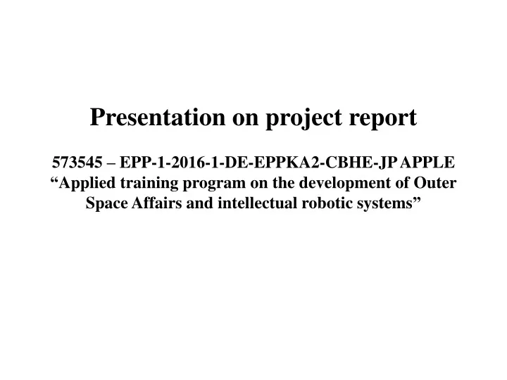 presentation on project report 573545 epp 1 2016