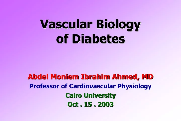 vascular biology of diabetes