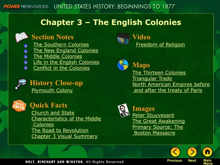 chapter 3 the english colonies