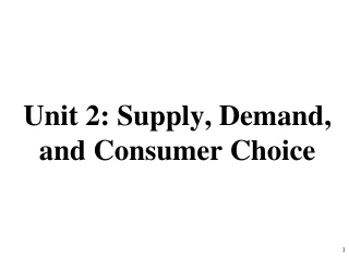 Unit 2: Supply, Demand, and Consumer Choice