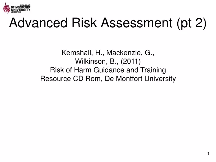 advanced risk assessment pt 2