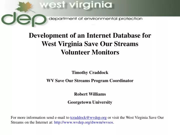 development of an internet database for west