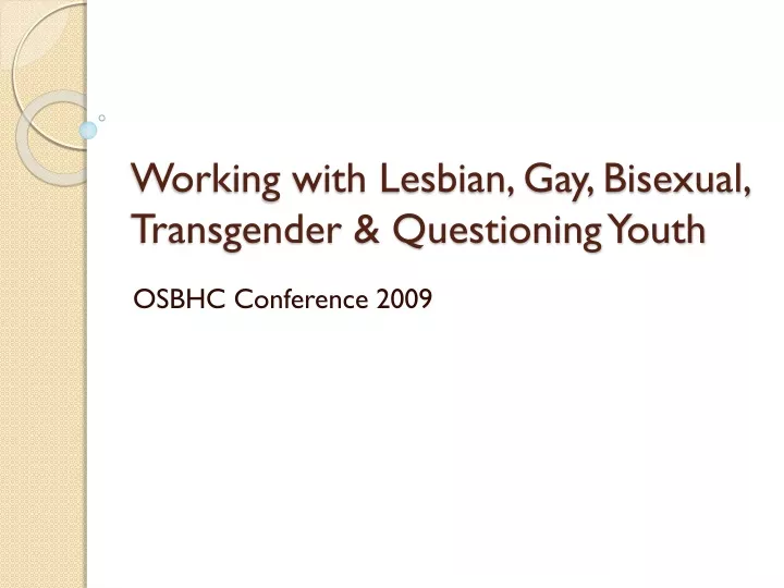 working with lesbian gay bisexual transgender questioning youth