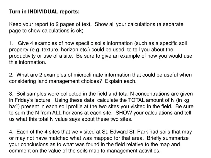 turn in individual reports keep your report