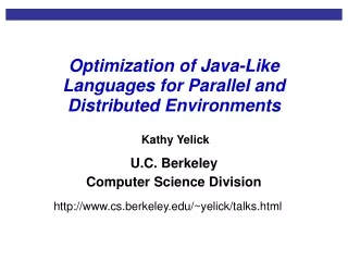 Optimization of Java-Like Languages for Parallel and Distributed Environments