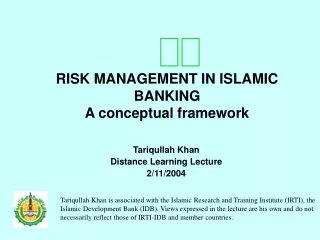 RISK MANAGEMENT IN ISLAMIC BANKING A conceptual framework
