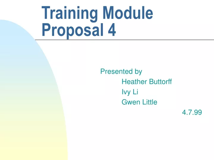 training module proposal 4