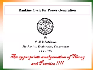 Rankine Cycle for Power Generation