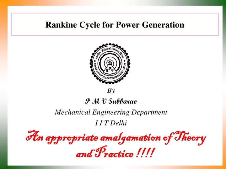 rankine cycle for power generation
