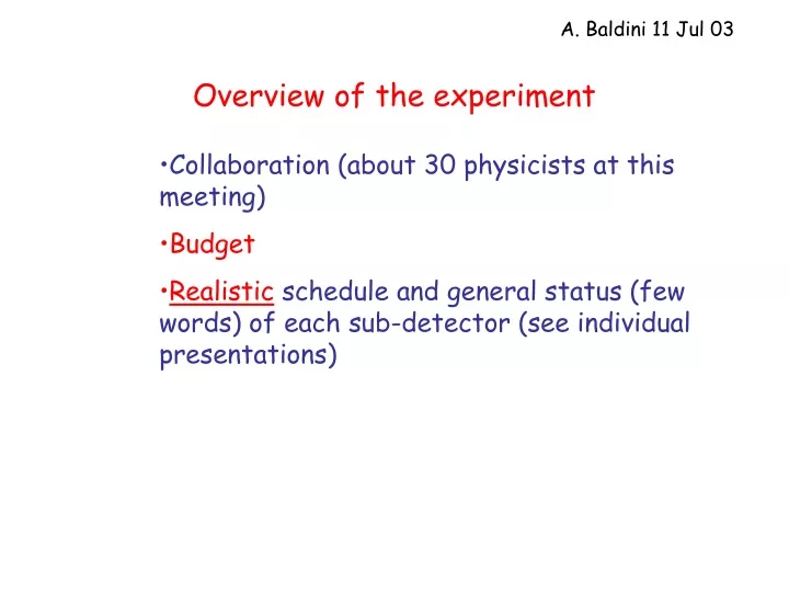 overview of the experiment