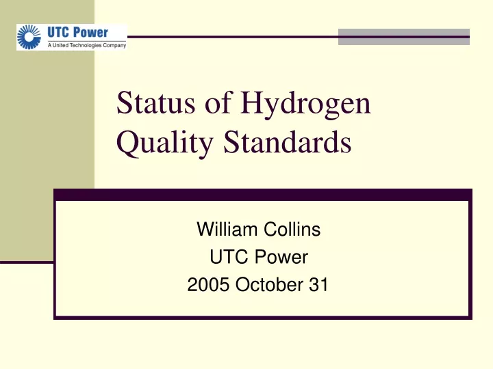 status of hydrogen quality standards