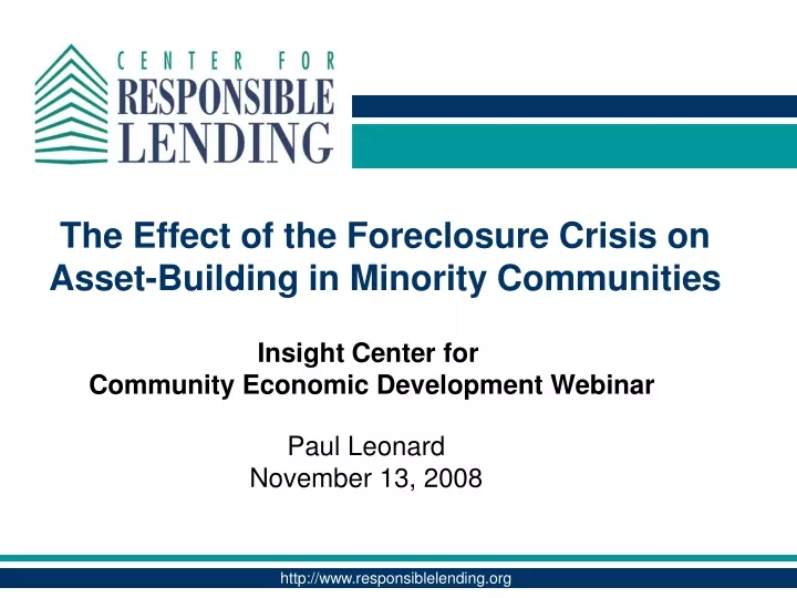 the effect of the foreclosure crisis on asset building in minority communities