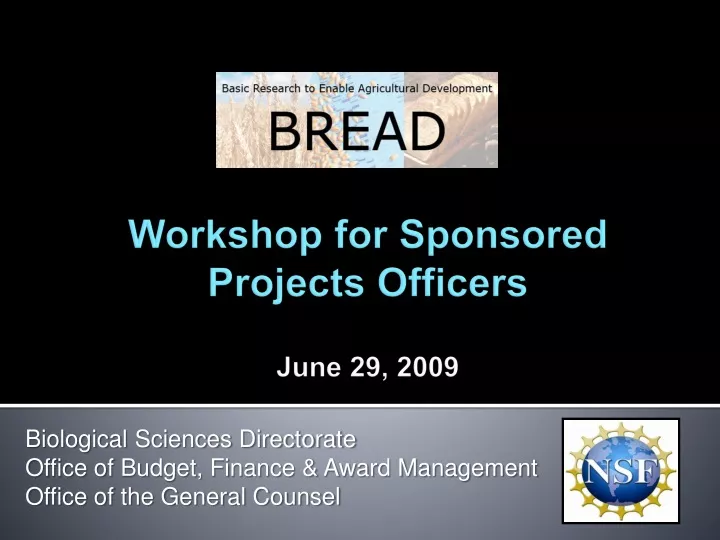 workshop for sponsored projects officers june 29 2009