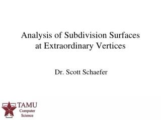 Analysis of Subdivision Surfaces  at Extraordinary Vertices