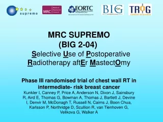 MRC SUPREMO (BIG 2-04) S elective  U se of  P ostoperative  R adiotherapy aft E r  M astect O my