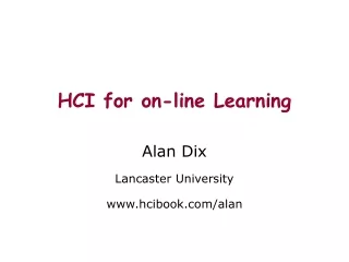 HCI for on-line Learning