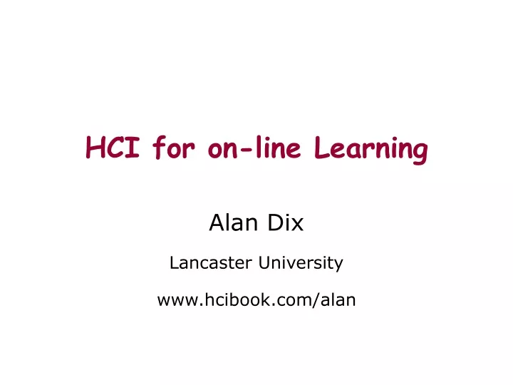 hci for on line learning