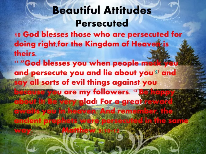 beautiful attitudes persecuted 10 god blesses