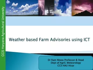 Weather based Farm Advisories using ICT