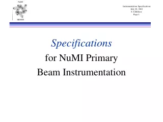 Specifications for NuMI Primary  Beam Instrumentation