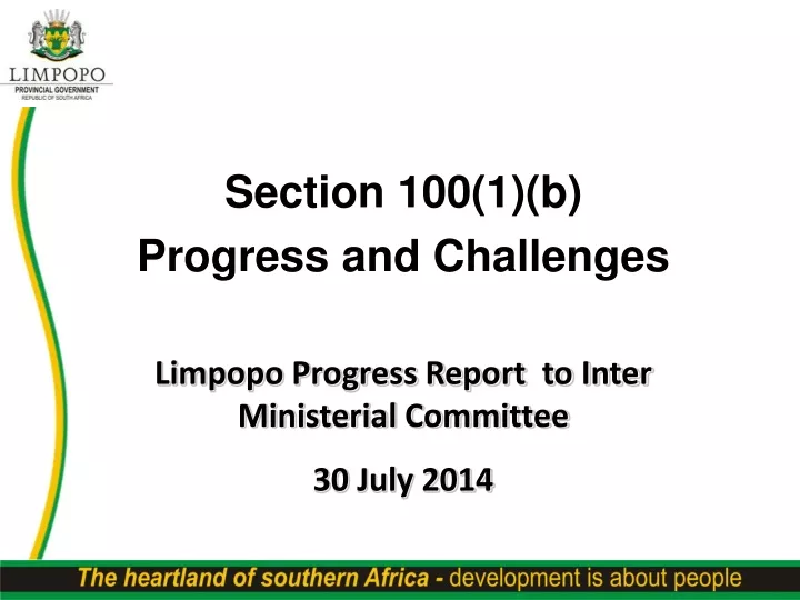 section 100 1 b progress and challenges