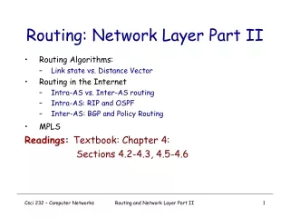 Routing: Network Layer Part II