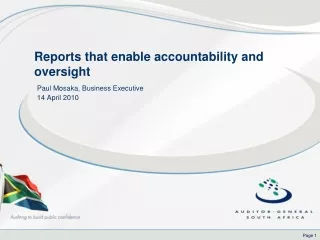 Reports that enable accountability and oversight