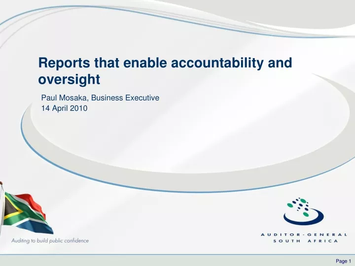 reports that enable accountability and oversight