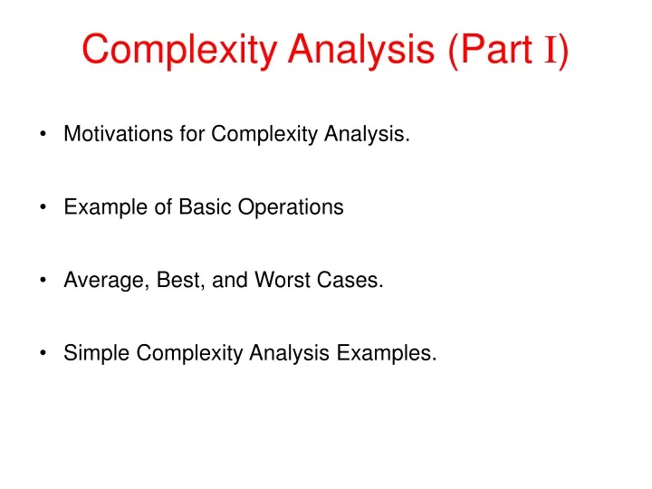 complexity analysis part i