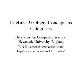 Lecture 3:  Object Concepts as Categories