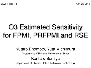 O3 Estimated Sensitivity for FPMI, PRFPMI and RSE