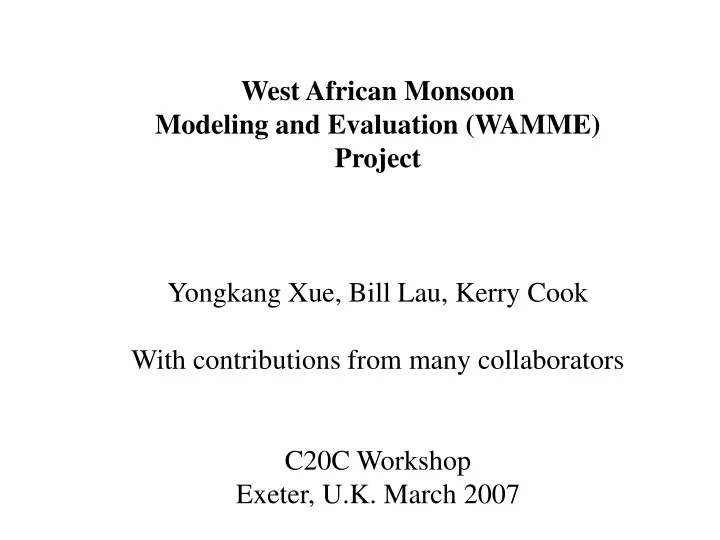 west african monsoon modeling and evaluation