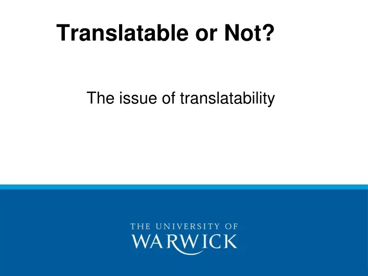 translatable or not