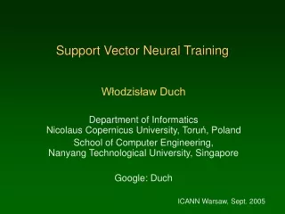 Support Vector Neural Training