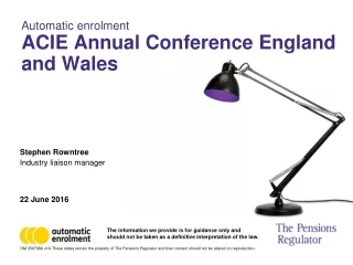 Automatic enrolment ACIE Annual Conference England and Wales