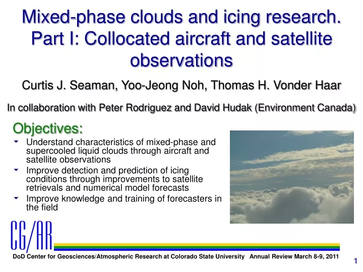 mixed phase clouds and icing research part i collocated aircraft and satellite observations